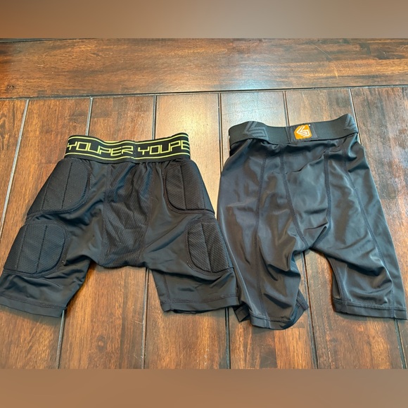 2 Pair Black Compression/Sliding Shorts Set (Youper/Shock Doctor) - Picture 2 of 2